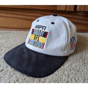 READ ESPN Sunday NFL Countdown Hat Leather Strapback 90s White Black K-Products